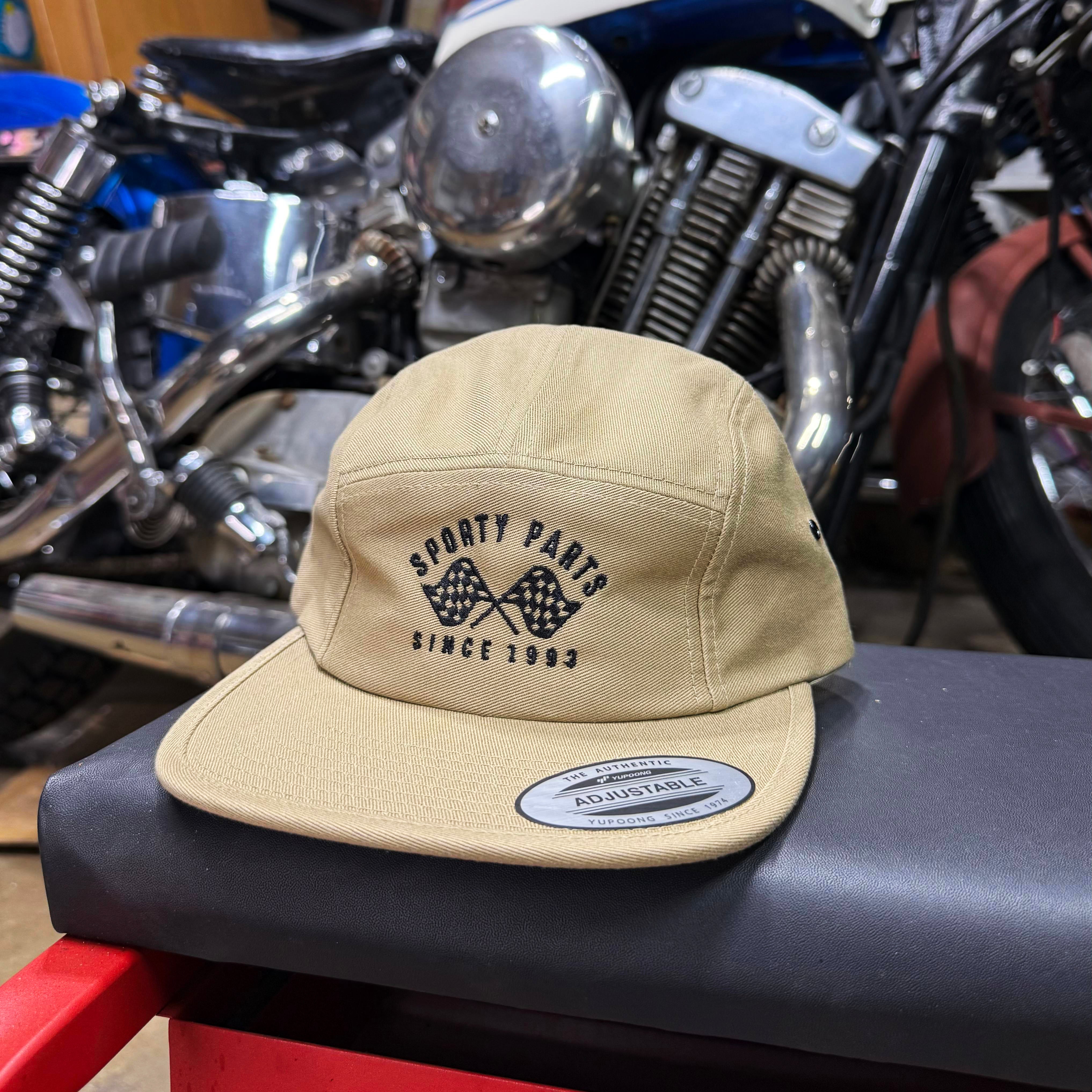 Checker Flag Embroidered 5 Panel Cap