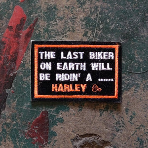 Vintage Licensed Velvet Harley Davidson Embroidered Last Biker On Earth Patch