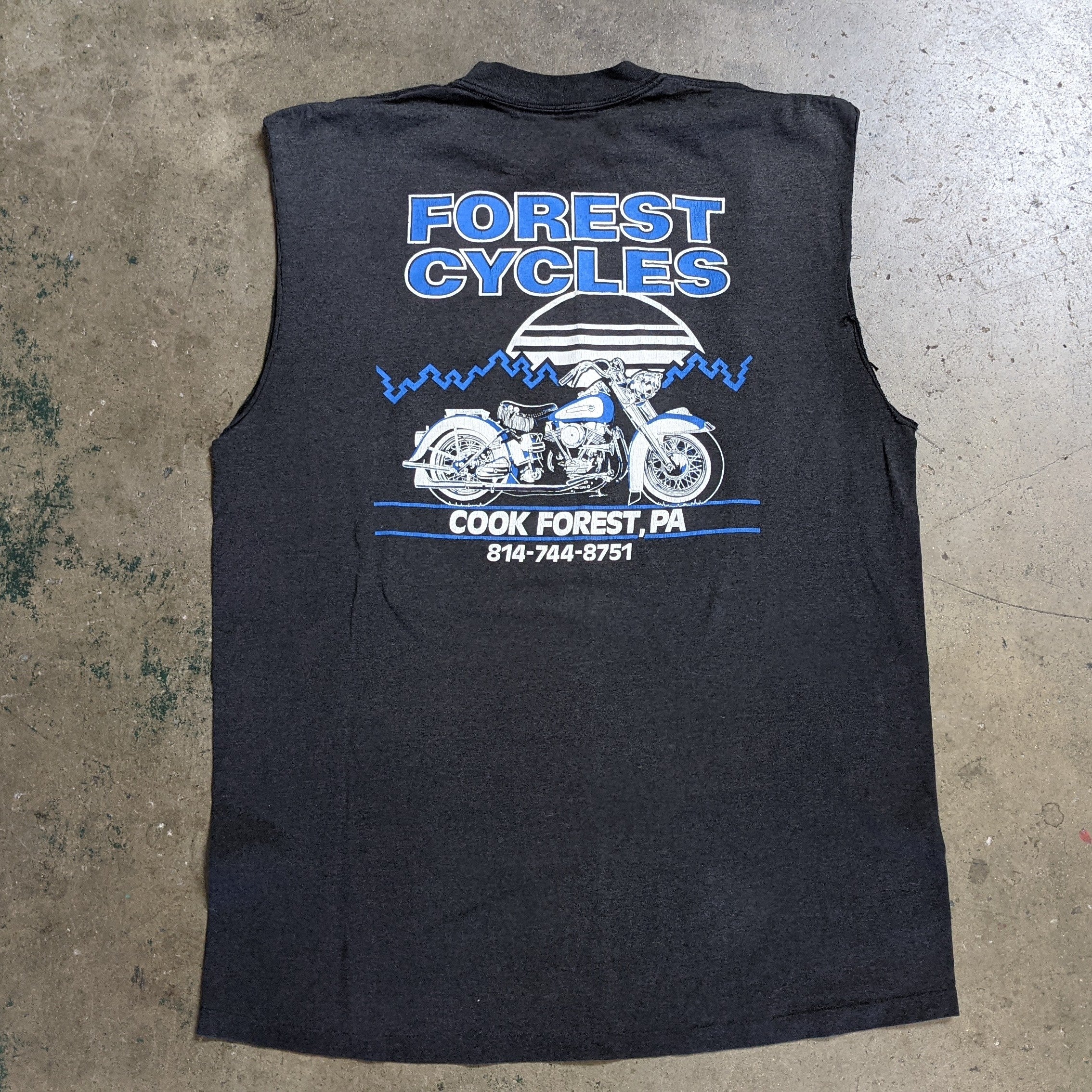 Vintage 1990 Forest Cycles Harley Davidson Cutoff Muscle Tee Shirt